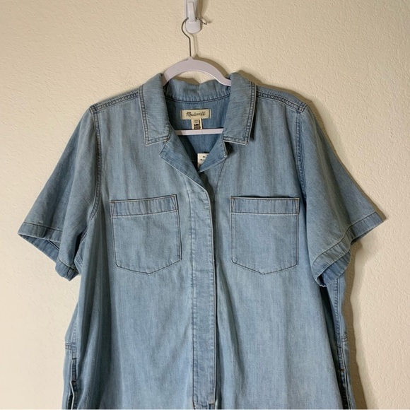 Madewell womens denim utility SS romper in Fitzgerald wash XXL NEW - Picture 5 of 11